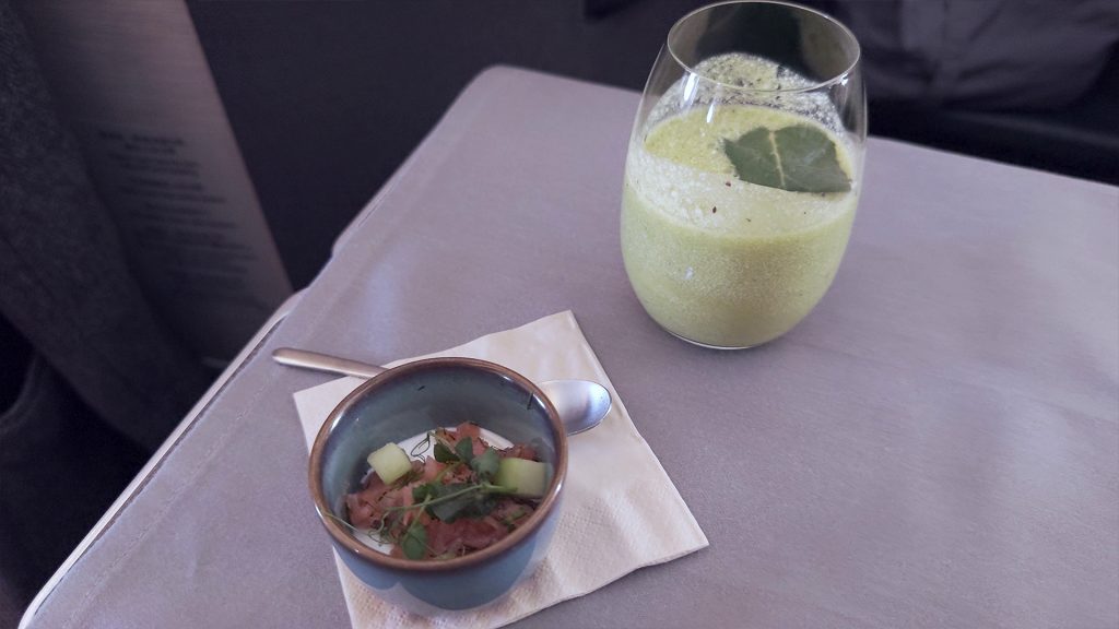 Cathay Pacific business class lunch appetizer