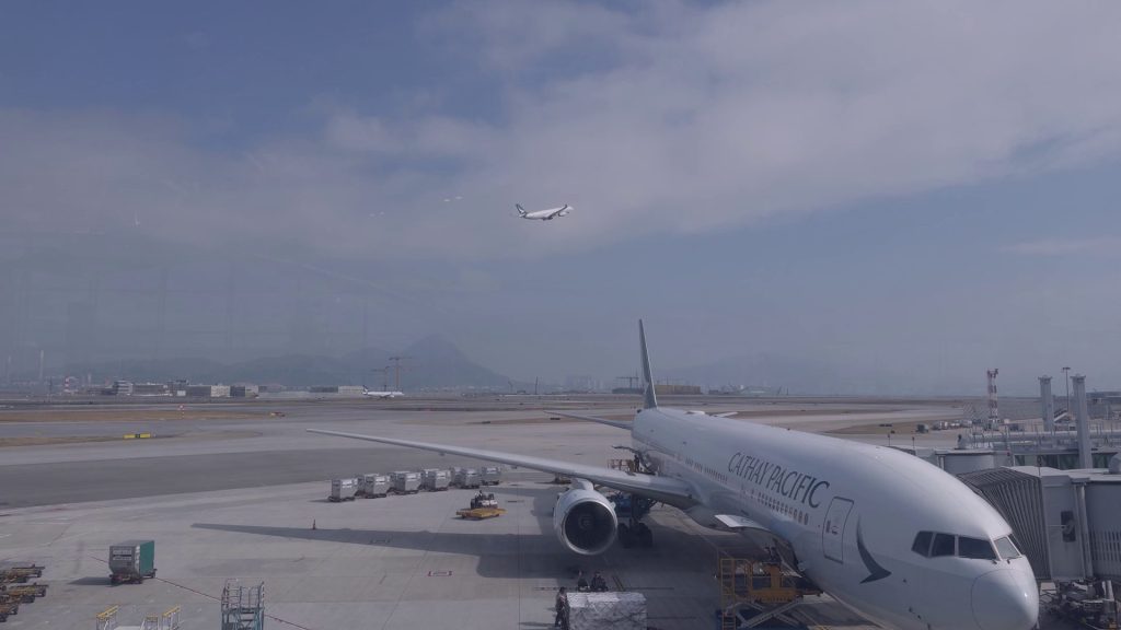 Hong Kong International Airport Terminal 1 Cathay Pacific Plane Parking and Departing