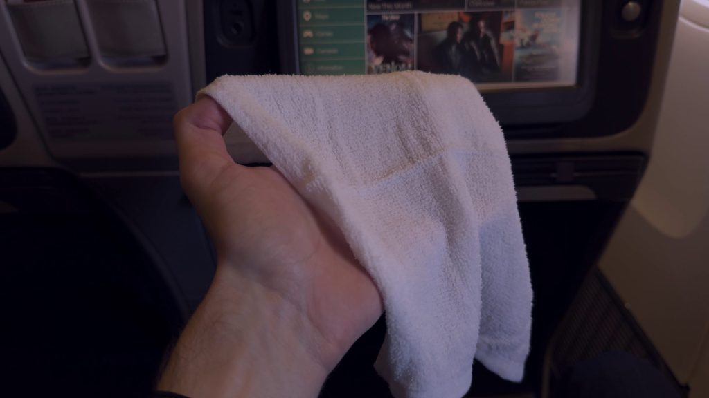 Cathay Pacific 777-300 Regional Business Class hot towel