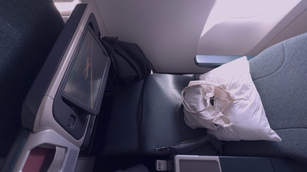 Cathay Pacific 777-300 Regional Business Class seat reclined