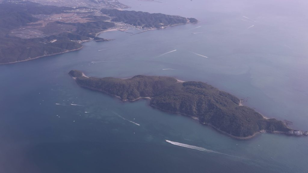 Flight View approching Kansai International Airport