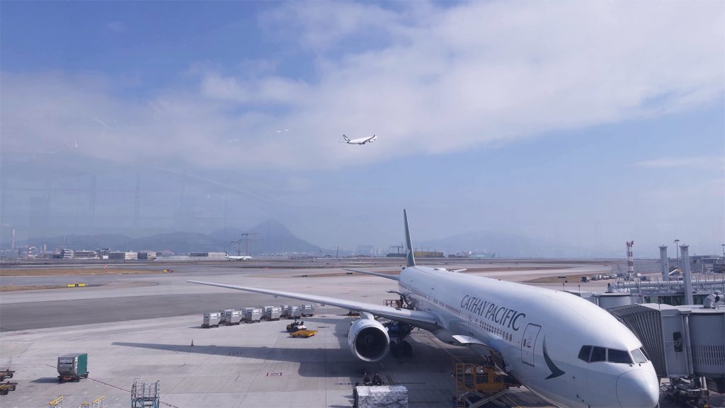 View of Cathay Aeroplane at HKG
