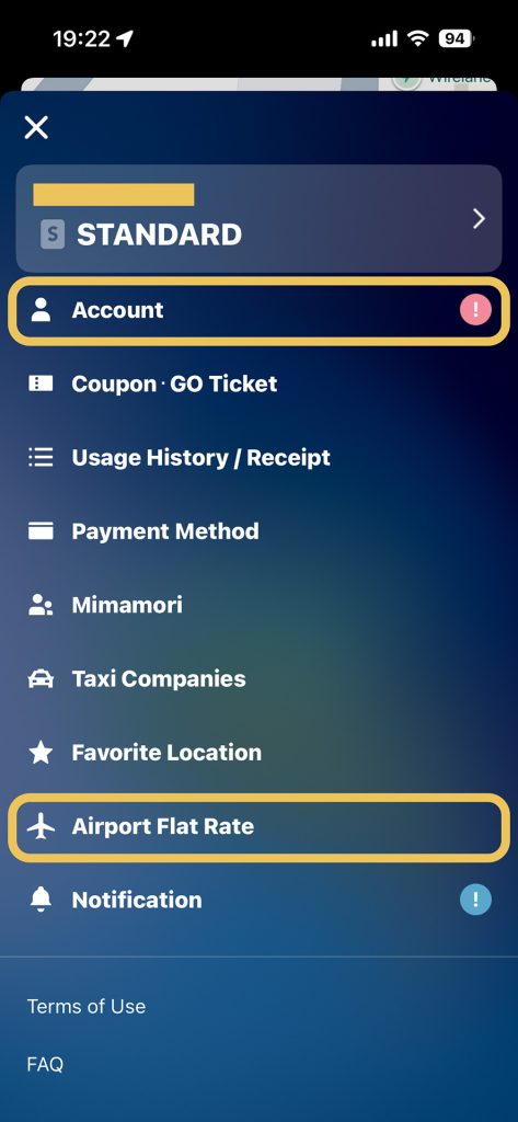 GO Taxi Japan for Tourists Account
