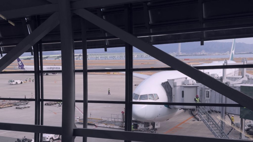 Kansai International Airport Cathay Pacific and Hong Kong Express Planes arrival